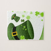 Leprechaun-petten met 4 bladklavers legpuzzel (Horizontaal)