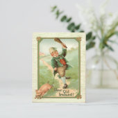 Leprechaun Pig Shillelagh St Patrick's Day Briefkaart (Staand voorkant)