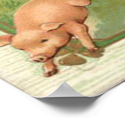 Leprechaun Pig Shillelagh St Patrick's Day Poster (Hoek)