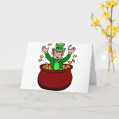 Leprechaun Pot of Gold Coins Kaart (Gele Bloem)