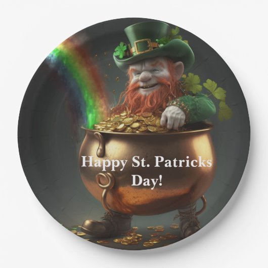 Leprechaun Pot Of Gold Paper Plates Papieren Bordje (Voorkant)