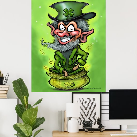 Leprechaun Pot of Gold Poster (Thuiskantoor)