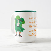 Leprechaun Pot o'Gold Rainbow Irish Coffee Tweekleurige Koffiemok (Voorkant links)