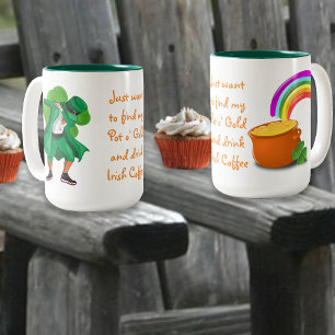 Leprechaun Pot o'Gold Rainbow Irish Coffee Tweekleurige Koffiemok