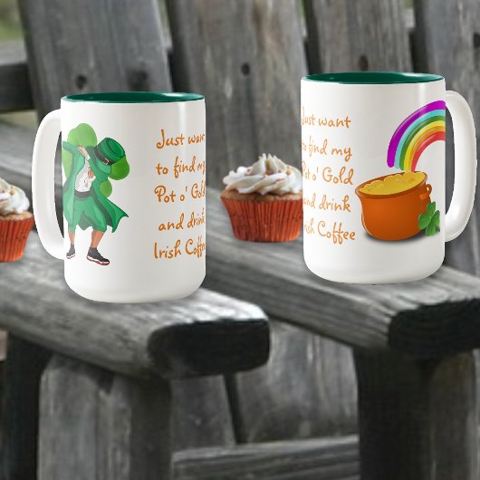 Leprechaun Pot o'Gold Rainbow Irish Coffee Tweekleurige Koffiemok