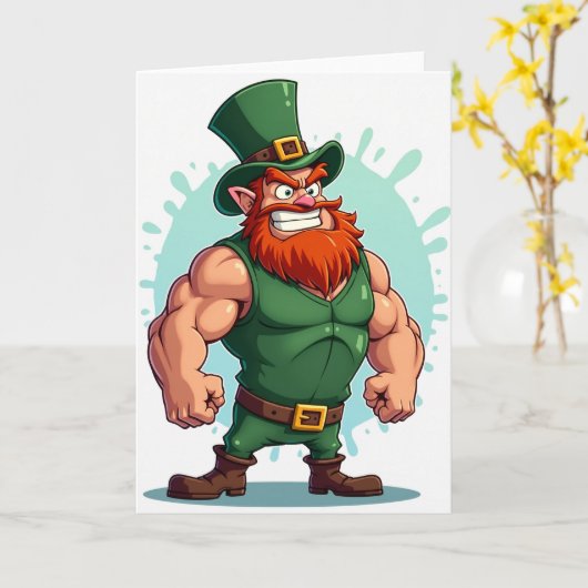 Leprechaun Power St. Patrick Kaart (Gele Bloem)