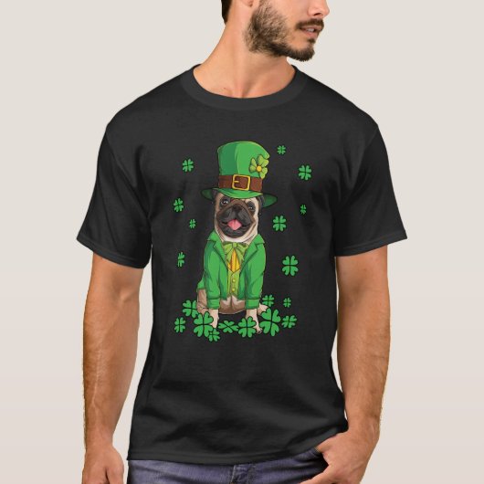 Leprechaun Pug St Patrick's Day Shamrock Dog T-shirt (Voorkant)