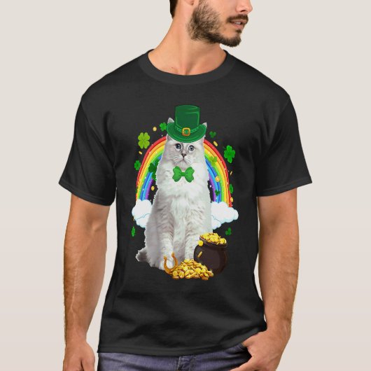 Leprechaun Ragdoll Kat Klaver Saint Patrick's T-shirt (Voorkant)