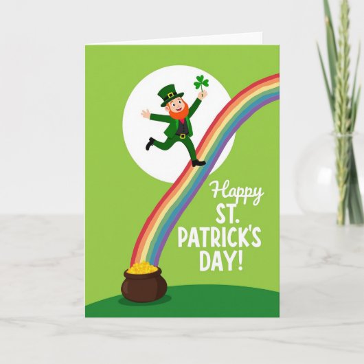 Leprechaun Rainbow Faux Gold Foil Card Kaart (Voorkant)