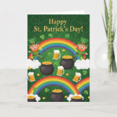 Leprechaun Regenboog Goud Pot Groen Cartoons Kaart (Voorkant)