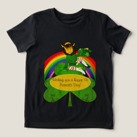 Leprechaun regenboog St. Patrick's Tri-Blend Shirt (Design voorkant)