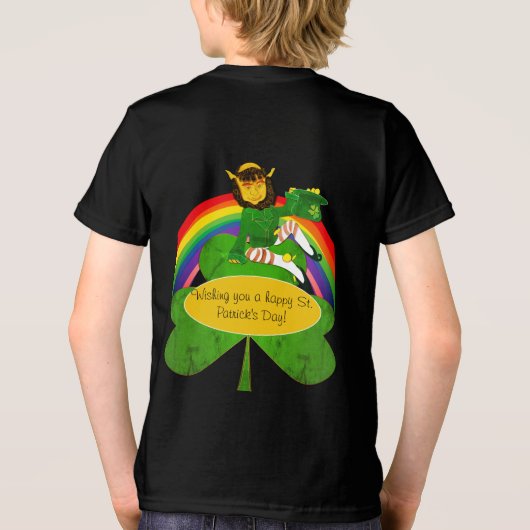 Leprechaun regenboog St. Patrick's Tri-Blend Shirt (Achterkant)