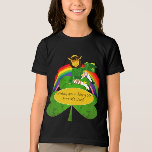Leprechaun regenboog St. Patrick's Tri-Blend Shirt (Voorkant)