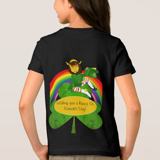 Leprechaun regenboog St. Patrick's Tri-Blend Shirt (Achterkant)