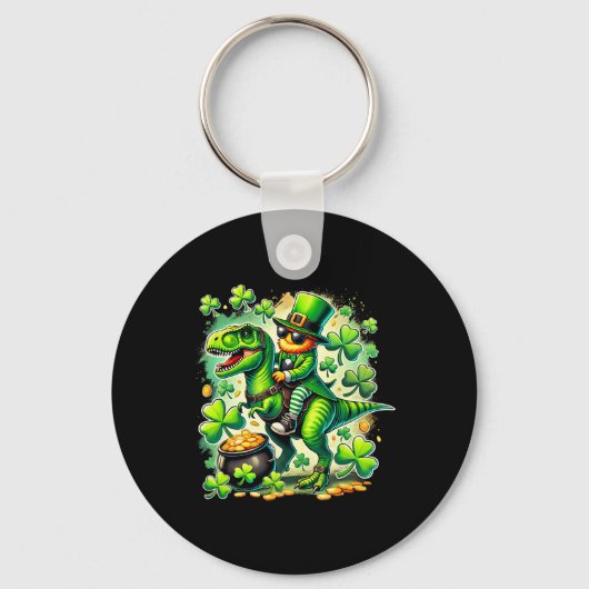 Leprechaun Ridder T Rex Dinosaurus St Pat Trex Pat Sleutelhanger (Voorkant)
