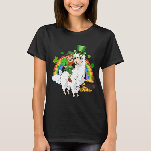 Leprechaun Ride Llama Alpaca Saint Patricks Day T-shirt (Voorkant)