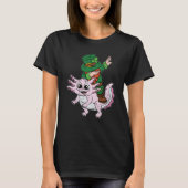 Leprechaun Riding Axolotl St Patricks Day Irish SA T-shirt (Voorkant)