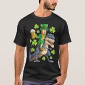 Leprechaun Riding Dinosaur Rex St Patricks Day Man T-shirt (Voorkant)