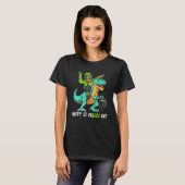 Leprechaun Riding Dinosaurus Rex Happy St Patrick T-shirt (Voorkant volledig)