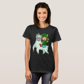 Leprechaun Riding Llama Shirt Funny St Patricks (Voorkant volledig)