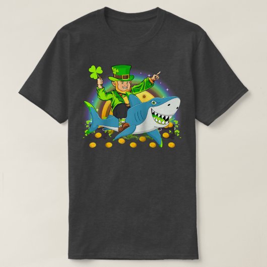 Leprechaun Riding Shark St T-shirt (Design voorkant)