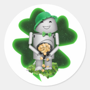 Leprechaun Robot St. Patrick's Day Ronde Sticker