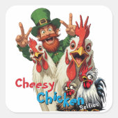 "Leprechaun Selfie" Chessy Chicken Selfies Vierkante Sticker (Voorkant)