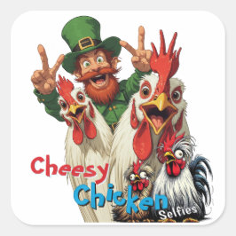 "Leprechaun Selfie" Chessy Chicken Selfies Vierkante Sticker