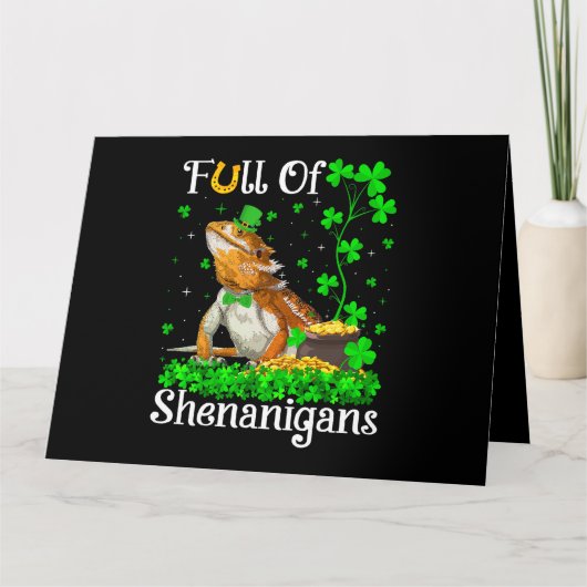 Leprechaun Shamrock Blad Baardagaam St. Patrick Kaart (Voorkant)