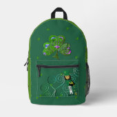 Leprechaun Shamrock Blauwgroen Print Cut Sew Bag Bedrukte Rugzak (Voorkant)