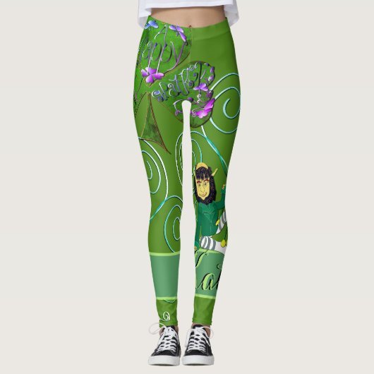 Leprechaun Shamrock Broek Leggings (Voorkant)