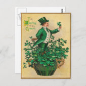 Leprechaun Shamrock Clay Pipe Harp van Erin Briefkaart (Voorkant / Achterkant)