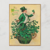 Leprechaun Shamrock Clay Pipe Harp van Erin Briefkaart (Voorkant)