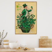 Leprechaun Shamrock Clay Pipe Harp van Erin Poster (Keuken)
