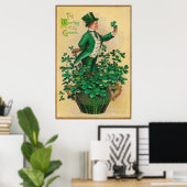 Leprechaun Shamrock Clay Pipe Harp van Erin Poster (Thuiskantoor)