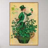 Leprechaun Shamrock Clay Pipe Harp van Erin Poster (Voorkant)