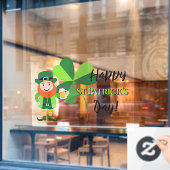 Leprechaun Shamrock Happy St Patrick's Day Raamsticker (Cafe Raam)