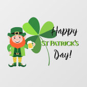 Leprechaun Shamrock Happy St Patrick's Day Raamsticker (Vel)
