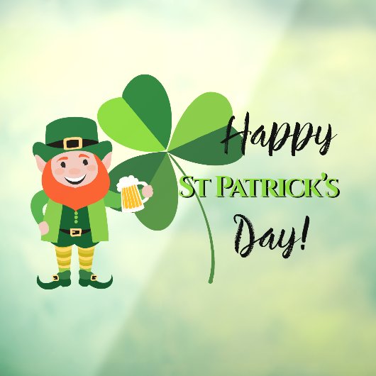 Leprechaun Shamrock Happy St Patrick's Day Raamsticker (Vel 3)