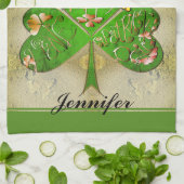 Leprechaun Shamrock "Happy St. Patrick's" Keuken Theedoek (Gevouwen)