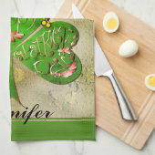 Leprechaun Shamrock "Happy St. Patrick's" Keuken Theedoek (Quarter Fold)