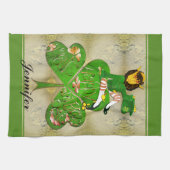 Leprechaun Shamrock "Happy St. Patrick's" Keuken Theedoek (Horizontaal)