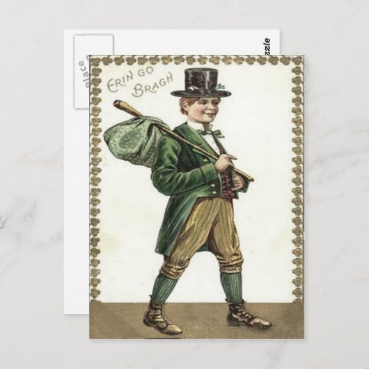 Leprechaun Shamrock Hobo Bindle Briefkaart (Voorkant / Achterkant)