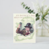 Leprechaun Shamrock Ierland Island Briefkaart (Staand voorkant)