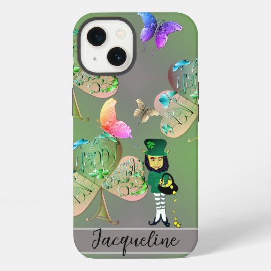 Leprechaun & Shamrock iPhone Hoesje (Achterkant)