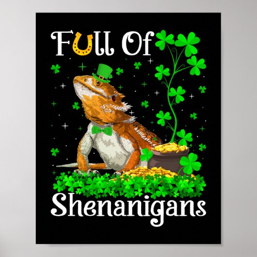 Leprechaun Shamrock Leaf Bearded Dragon St. Patric Poster (Voorkant)