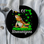 Leprechaun Shamrock Leaf Bearded Dragon St. Patric Ronde Button 6,0 Cm (In situ)