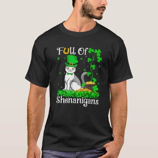 Leprechaun Shamrock Leaf Scottish Fold Cat St. Pat T-shirt (Voorkant)