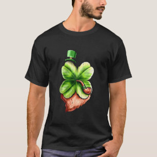 Leprechaun Shamrock met Pet van pijpen en staafvle T-shirt