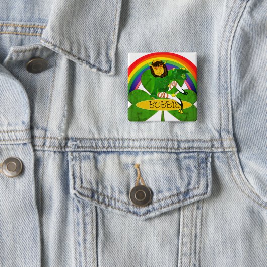 Leprechaun Shamrock Naam Button (In situ)